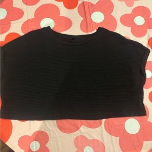 SHEIN Elegant Black Waffle Knit Crop Top